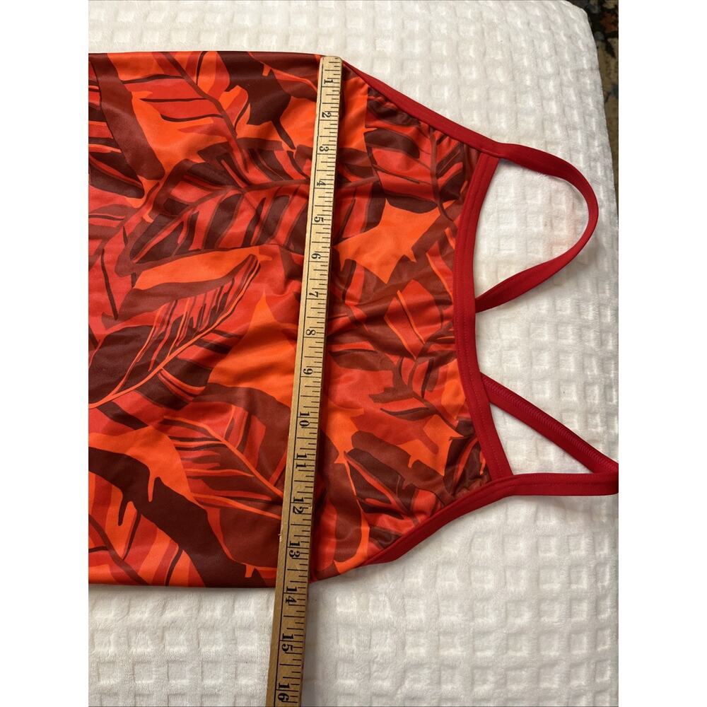 Arena One Piece Racer Back Lap Swimsuit Athletic 42 US XL Red Tropical Print - Picture 5 of 13